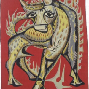 2498 French Modernist Tapestry "The Bull" 4 ft 3 in x 5 ft 9 in