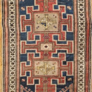 1127 Vintage reproduction of a Caucasian rug 3 ft 8 in x 5 ft 10 in